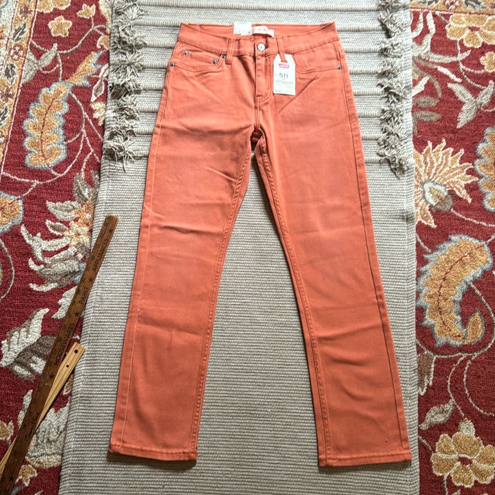 Levi’s 511 kids jeans new orange clay peach slim stretch 14 27 X 27 NWT